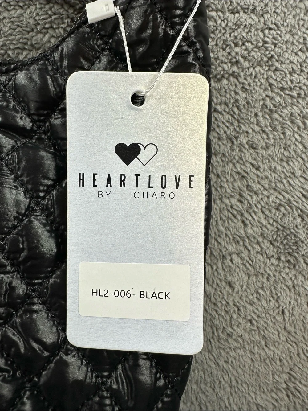Heart Love by Charo Black Quilted Shoulder Hobo Bag New